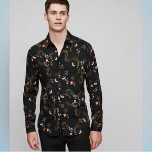 Reiss Men's Floral Slim Fit Button Down Shirt Size Small